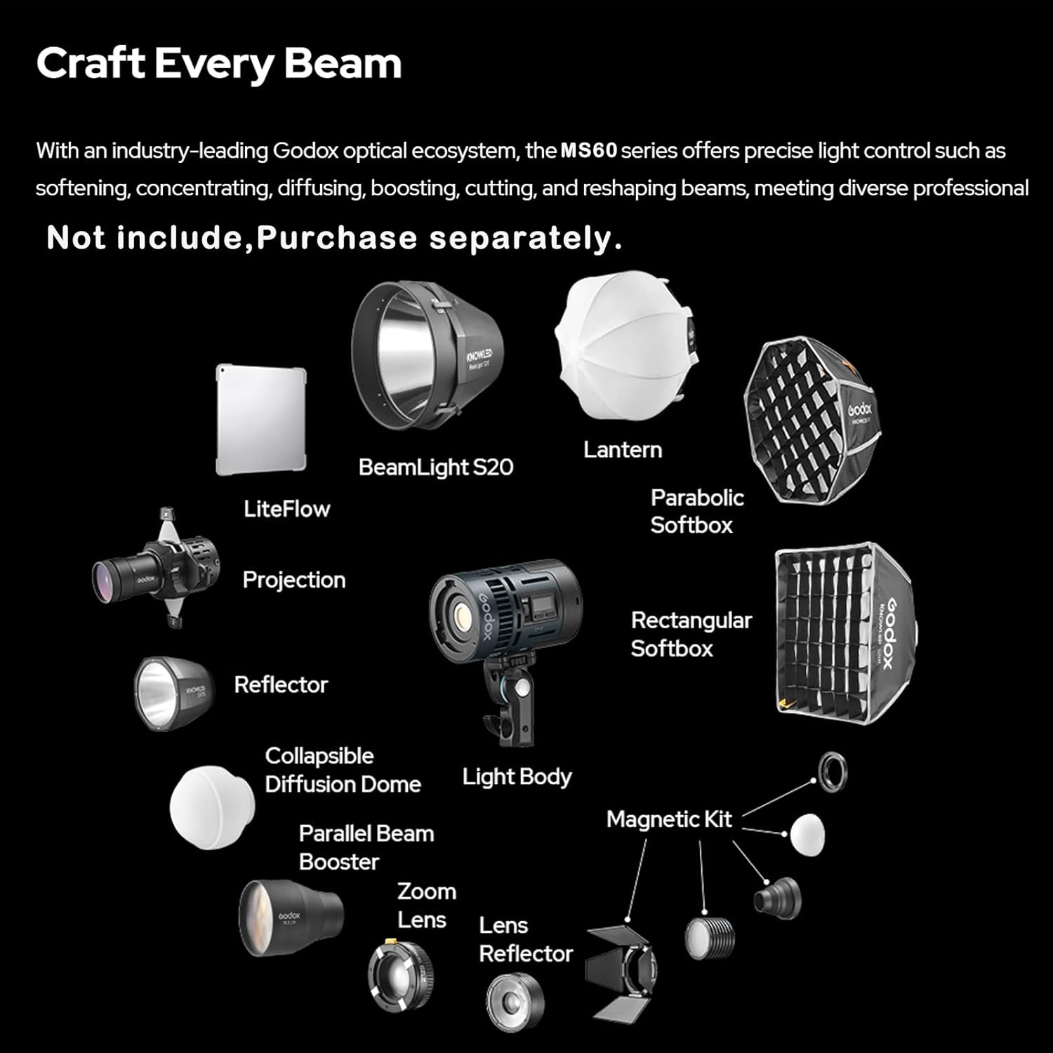 Luz LED RGB Godox KNOWLED MS60R para Video 11