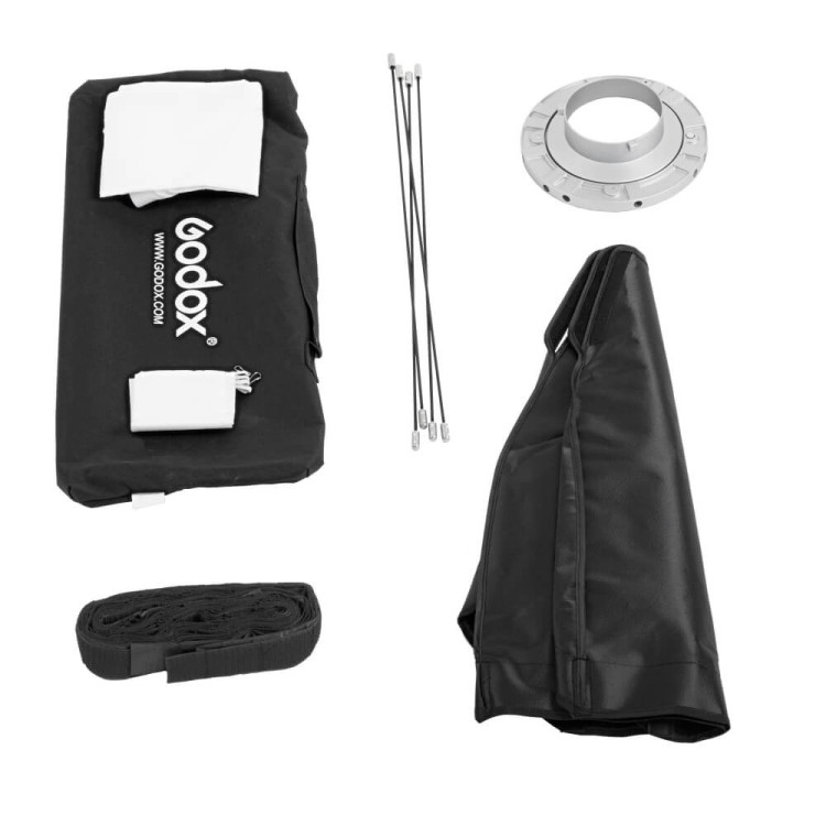 Softbox Godox de 30 × 120 cm con Grilla y Montura Bowens 6