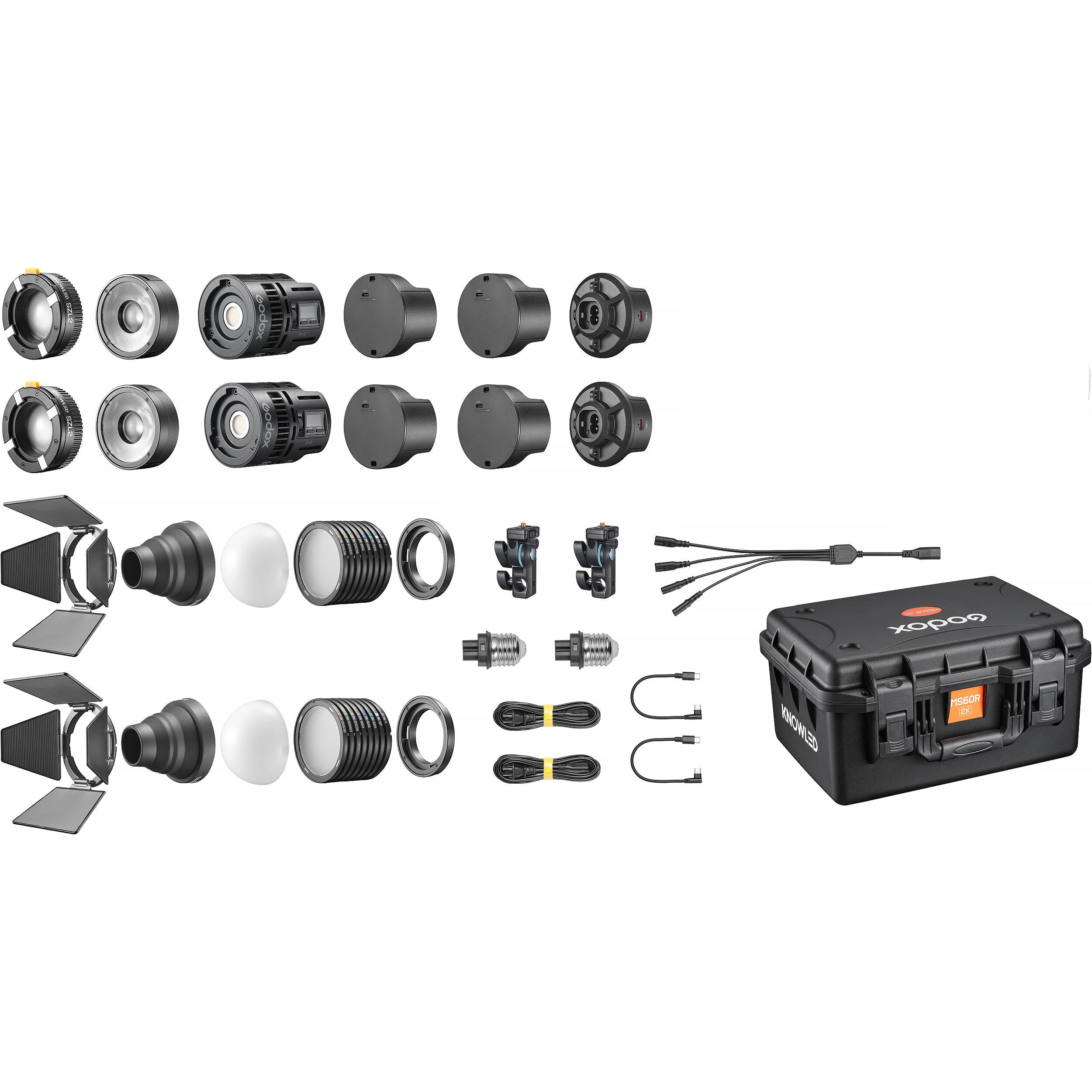 Kit de 2 Luces LED RGB Godox MS60R de 60 W con Accesorios y Maleta 13