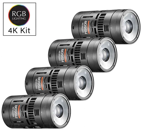 Kit de 4 Luces LED RGB Godox MS60R de 60 W con Accesorios y Maleta