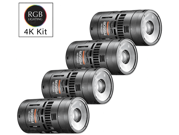 Kit de 4 Luces LED RGB Godox MS60R de 60 W con Accesorios y Maleta