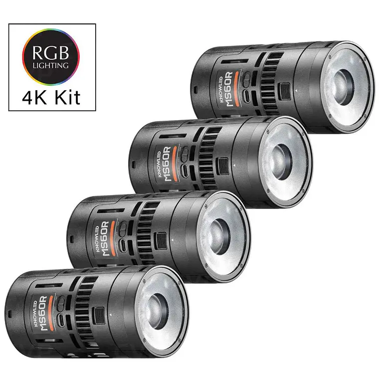 Kit de 4 Luces LED RGB Godox MS60R de 60 W con Accesorios y Maleta 1