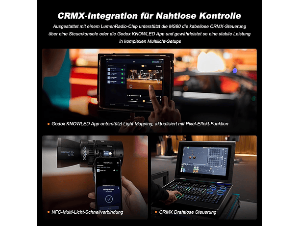 Kit de 4 Luces LED RGB Godox MS60R de 60 W con Accesorios y Maleta