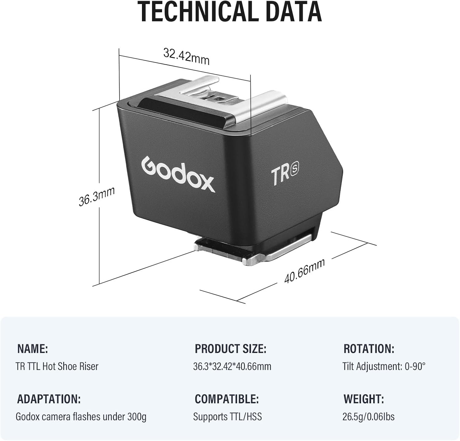 Alzador de Zapata TTL Godox TR-S para Cámaras Sony 7