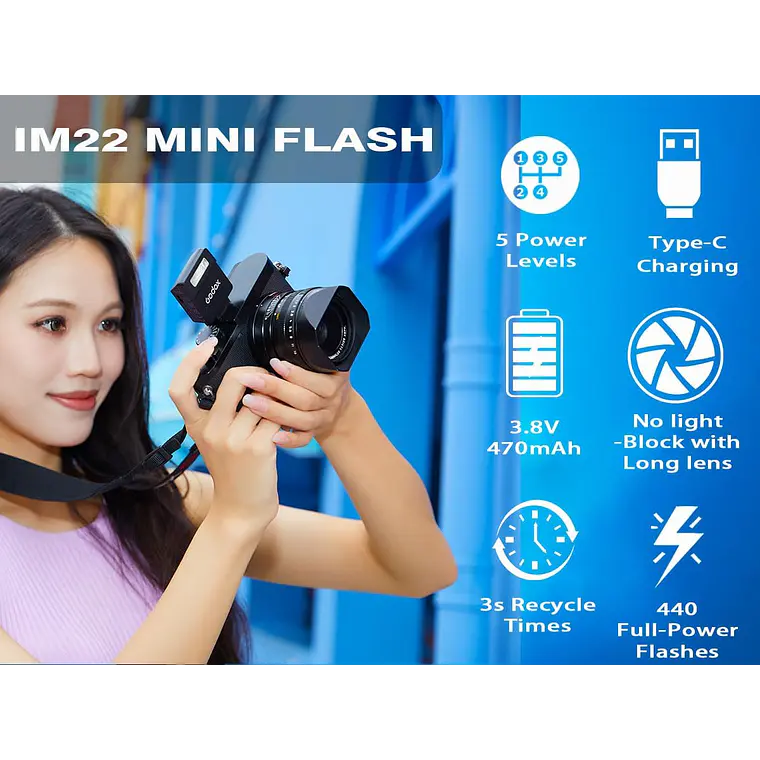 Flash Mini Godox iM22 con Batería Recargable 4