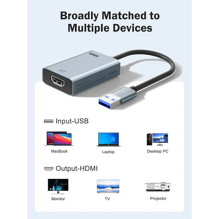 Adaptador de Video Lemorele LC06 Plus de USB a HDMI Full HD 3