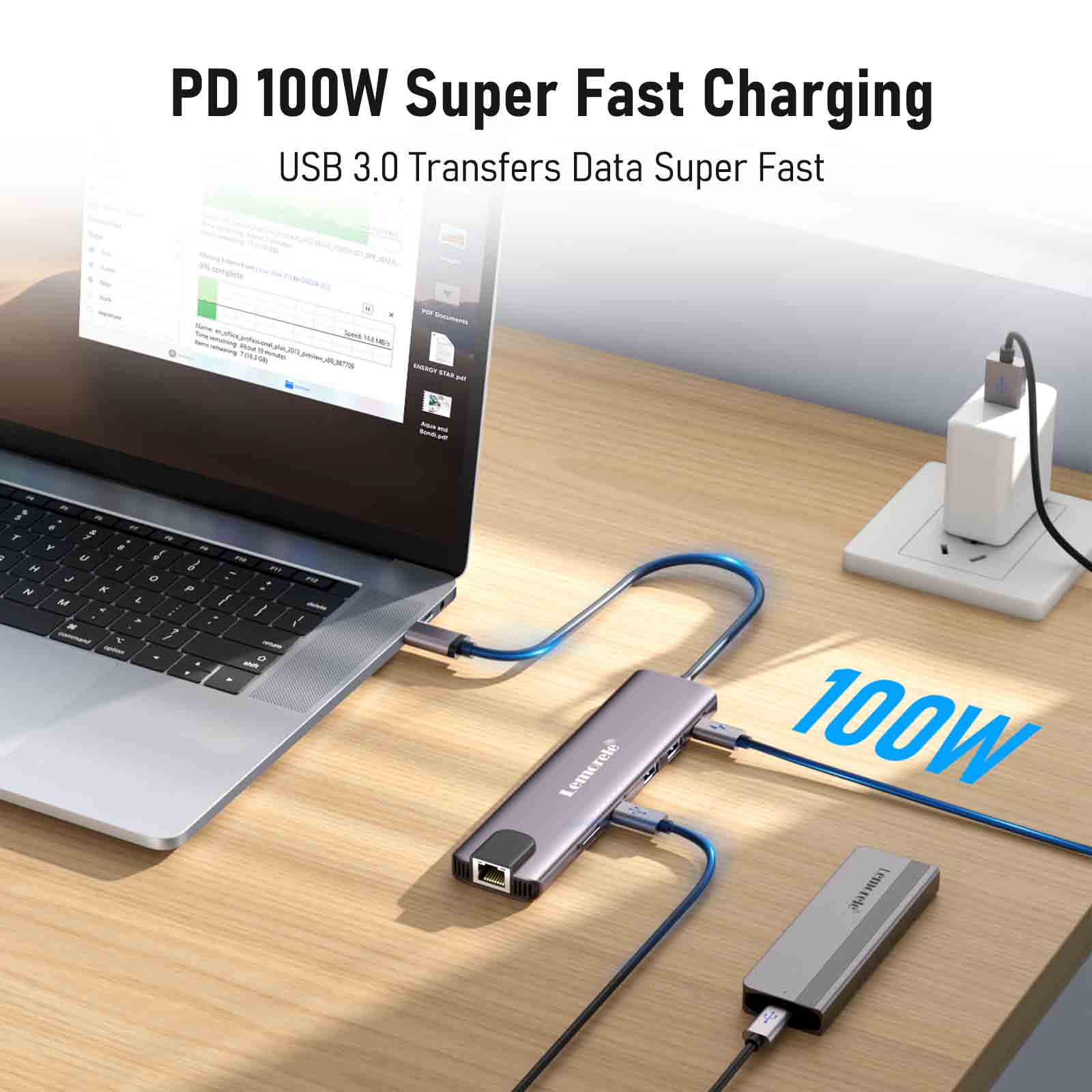 Hub USB-C Lemorele TC65L 11 en 1 con Doble Salida HDMI 2