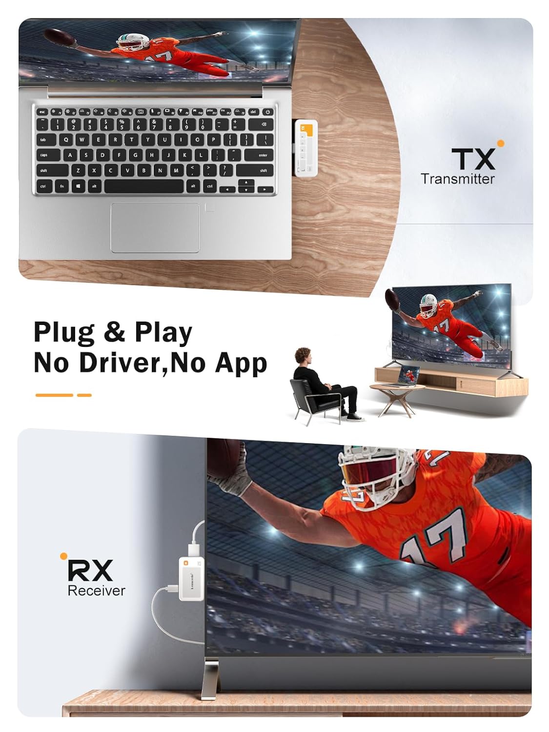 Sistema de Transmisión HDMI Inalámbrico Lemorele P400 1080p 4