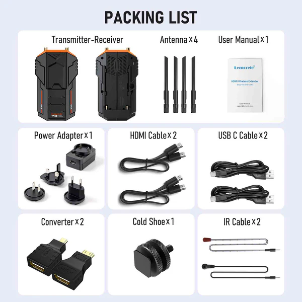 Kit Transmisor y Receptor de Video Inalámbrico Lemorele R100 Plus 9