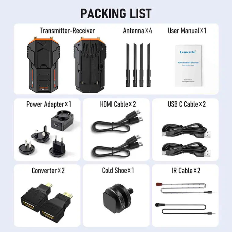 Kit Transmisor y Receptor de Video Inalámbrico Lemorele R100 Plus 9