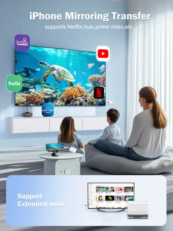 Transmisor de Video Inalámbrico Lemorele P300 de USB-C a HDMI Multi-Dispositivo 4