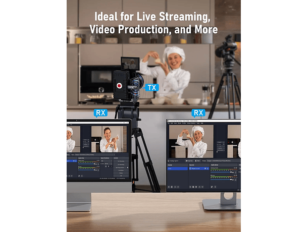 Sistema de Transmisión de Video Inalámbrico Lemorele R1010 con 1 Transmisor y 2 Receptores 