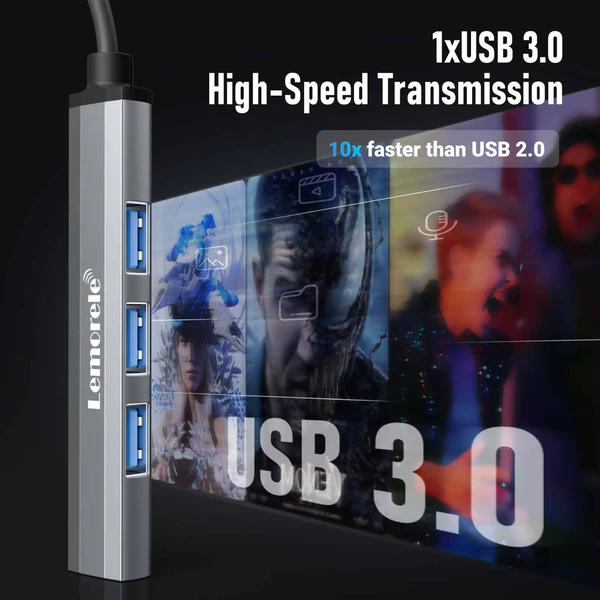 Hub USB-C Inteligente Lemorele TC53 para Expansión de Dispositivos 4