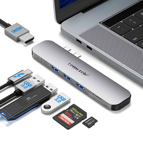 Hub USB-C Lemorele TC52 7 en 2 para MacBook Pro y MacBook Air