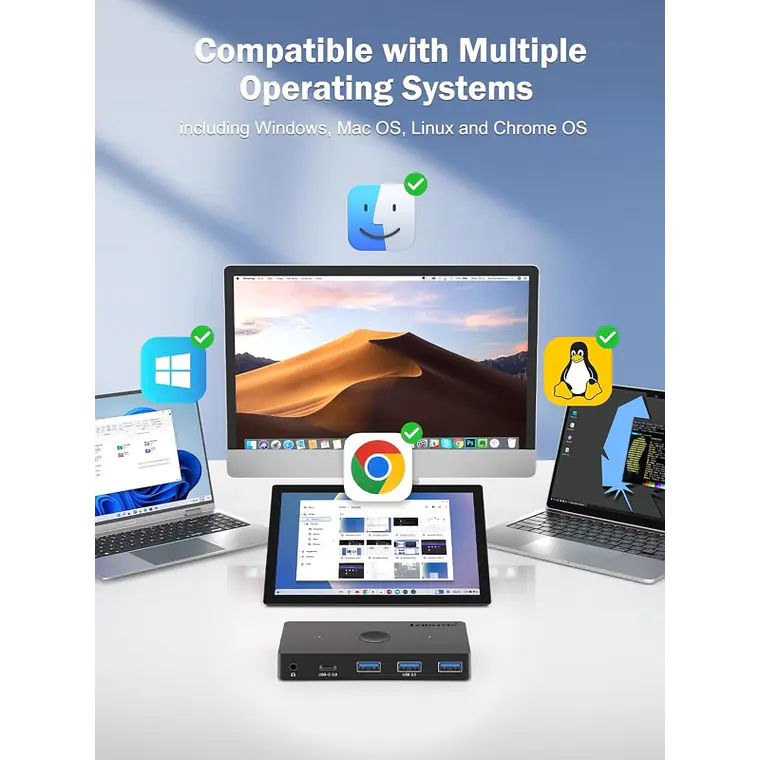 Switch KVM Lemorele H100 para Compartir hasta 5 Periféricos entre 2 Computadores 6