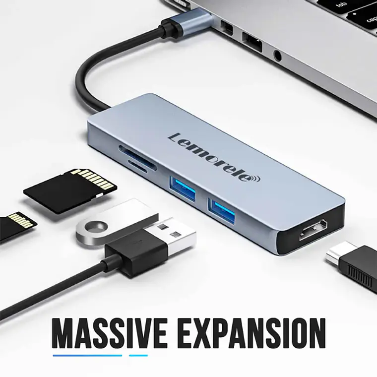 Hub USB-C Lemorele TC18 5 en 1 6