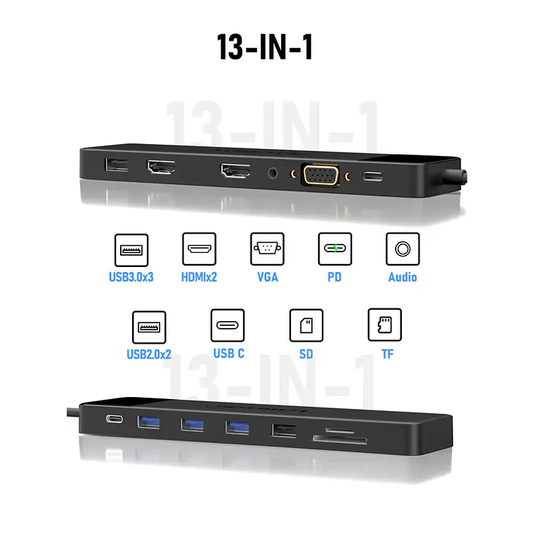Estación Docking USB-C Lemorele TC200 13 en 1 8
