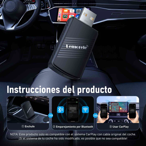 Adaptador Inalámbrico Lemorele para CarPlay 5