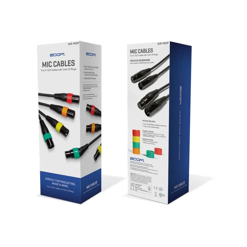 Pack de 4 Cables de Micrófono Zoom XLR-4C/CP con Anillos de Colores 6