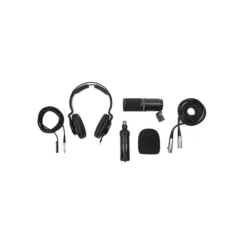 Pack de Podcast Zoom ZDM-1PMP con Audífonos, Paravientos, Cable XLR y Soporte de Mesa