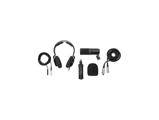 Pack de Podcast Zoom ZDM-1PMP con Audífonos, Paravientos, Cable XLR y Soporte de Mesa