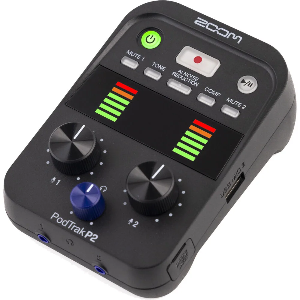 Grabadora Dual USB Zoom PodTrak P2 para Podcasters 1