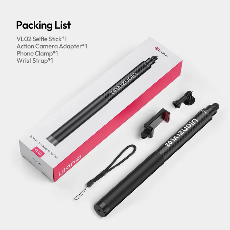 Selfie Stick Ulanzi VL02 de Fibra de Carbono - 2,7 m 7