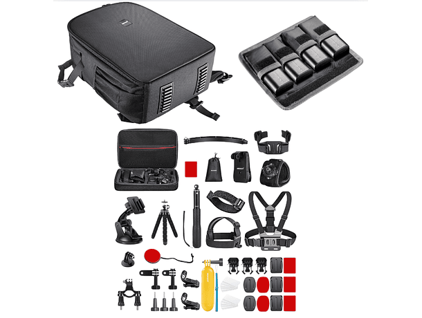 Kit Outdoor creator Mochila Neewer 11Lt + Estuche Neewer para Baterías de Cámara DSLR + Kit Accesorios 50 en 1 Neewer para Cámara