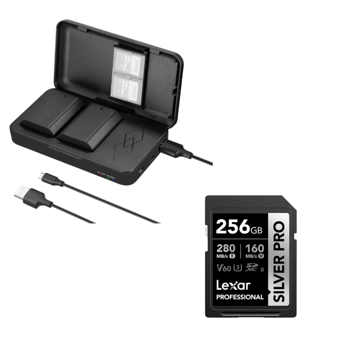 Kit shoot more combo Tarjeta LEXAR 256GB + Cargador y Estuche con 2 Baterías Neewer NP-FZ100 1