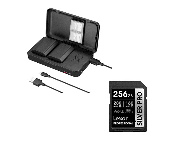 Kit shoot more combo Tarjeta LEXAR 256GB + Cargador y Estuche con 2 Baterías Neewer NP-FZ100