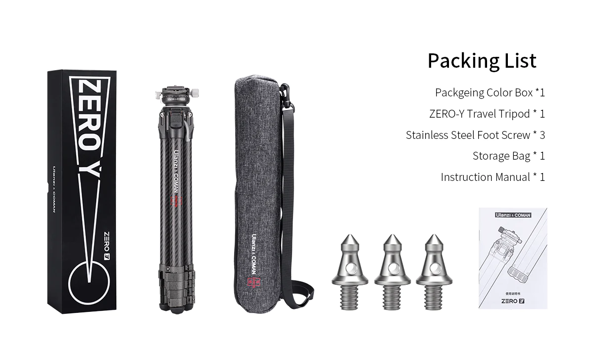 Trípode Ulanzi & Coman Zero Y de Fibra de Carbono 11