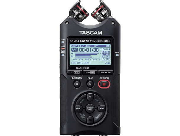 Grabadora Portátil Tascam DR-40X de 4 Pistas con Micrófonos Ajustables X/Y y Conexión USB