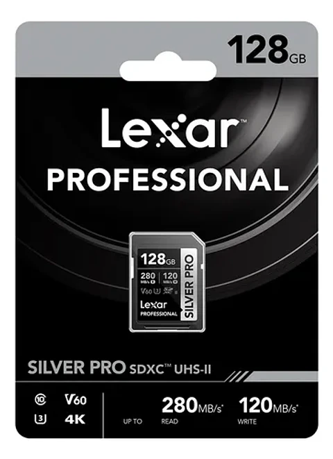 Tarjeta de Memoria SDXC Lexar Professional Silver Pro 128GB UHS-II V60 280/120MB/s para Video 4K