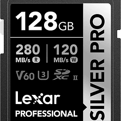 Tarjeta de Memoria SDXC Lexar Professional Silver Pro 128GB UHS-II V60 280/120MB/s para Video 4K