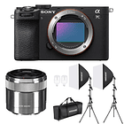 Kit Photoshoot Cámara Sony A7C II - Body negra + Lente Sony E 30mm f/3.5 Macro +  Kit Iluminación LED Neewer NW48 II 2.4G con Softbox 1