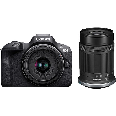 Cámara Mirrorless Canon EOS R100 con Lentes RF-S 18–45 mm y 55–210 mm