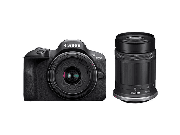 Cámara Mirrorless Canon EOS R100 con Lentes RF-S 18–45 mm y 55–210 mm