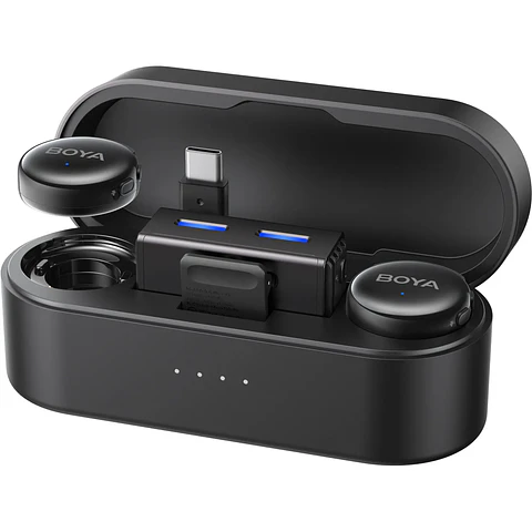 Micrófono Lavalier Inalámbrico Doble Boya BOYALINK 3-01 con IA y Conectores USB-C y Lightning
