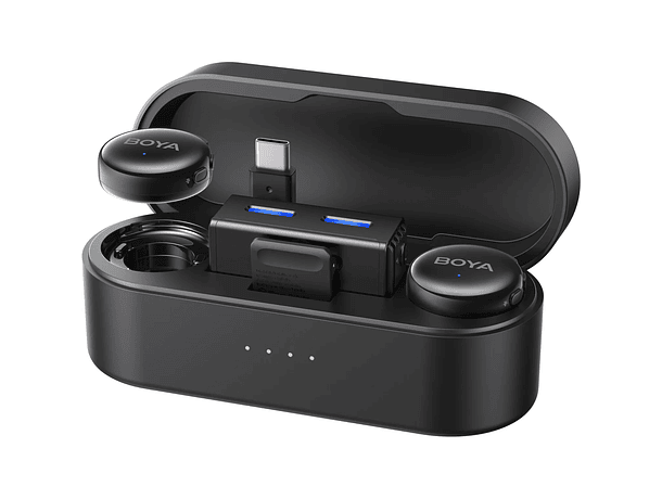 Micrófono Lavalier Inalámbrico Doble Boya BOYALINK 3-01 con IA y Conectores USB-C y Lightning