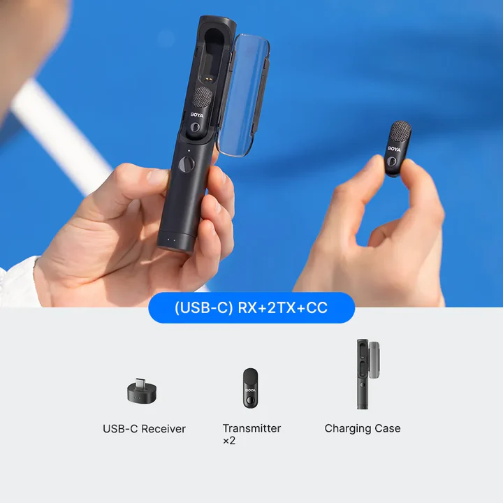 Micrófono Lavalier Inalámbrico Mini Boya Magic 02 con IA y Conectores USB-C y Lightning 5