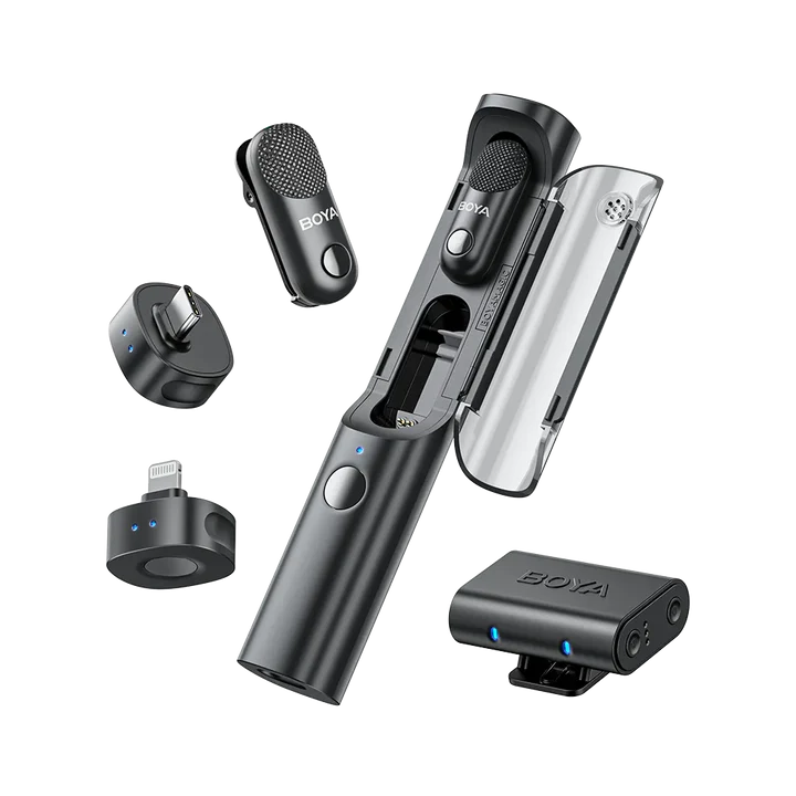 Micrófono Lavalier Inalámbrico Mini Boya Magic 02 con IA y Conectores USB-C y Lightning 1