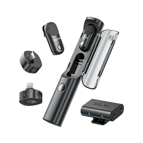 Micrófono Lavalier Inalámbrico Mini Boya Magic 02 con IA y Conectores USB-C y Lightning