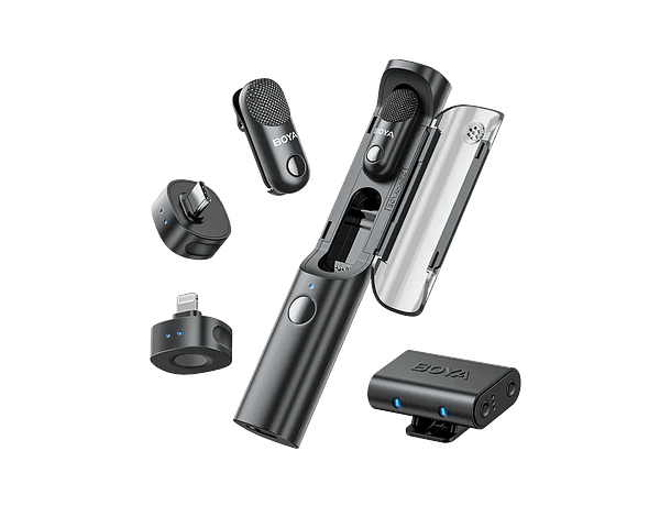 Micrófono Lavalier Inalámbrico Mini Boya Magic 02 con IA y Conectores USB-C y Lightning