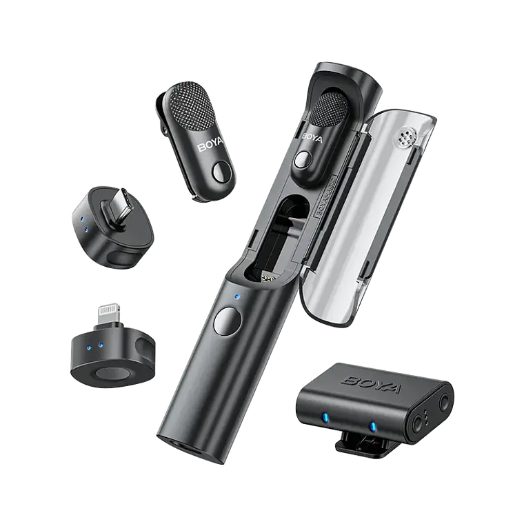 Micrófono Lavalier Inalámbrico Mini Boya Magic 02 con IA y Conectores USB-C y Lightning 1