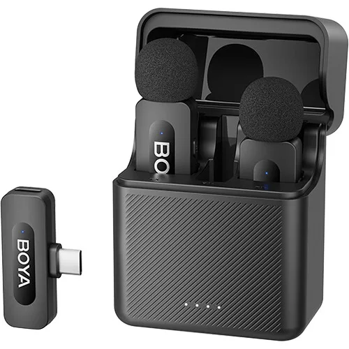 Micrófono Lavalier Inalámbrico Doble Boya BY-V3 Combo con Conectores USB-C y Lightning 3
