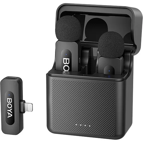 Micrófono Lavalier Inalámbrico Doble Boya BY-V3 Combo con Conectores USB-C y Lightning 2