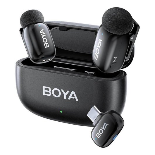 Sistema de Micrófono Inalámbrico Doble Boya BOYAMINI 2-01 para 2 Personas con Conectores Lightning y USB-C  5