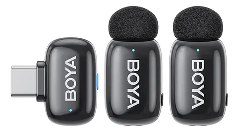 Micrófono Lavalier Inalámbrico Doble Boya BOYAMINI 2-02 con Conector USB-C (Negro Mate)