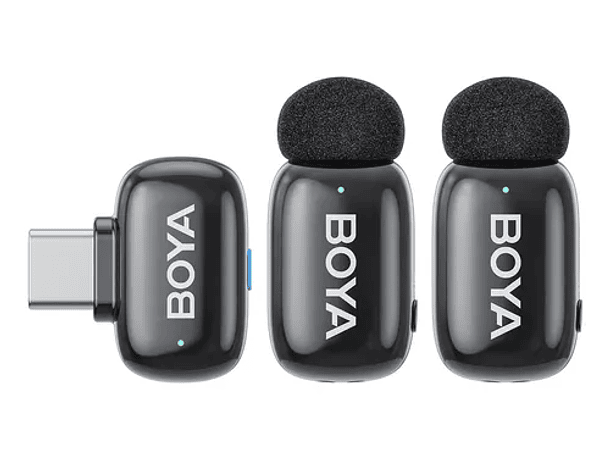 Micrófono Lavalier Inalámbrico Doble Boya BOYAMINI 2-02 con Conector USB-C (Negro Mate)