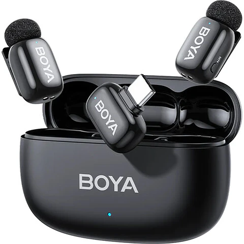 Micrófono Lavalier Inalámbrico Doble Boya BOYAMINI 2-02 con Conector USB-C (Negro Mate)